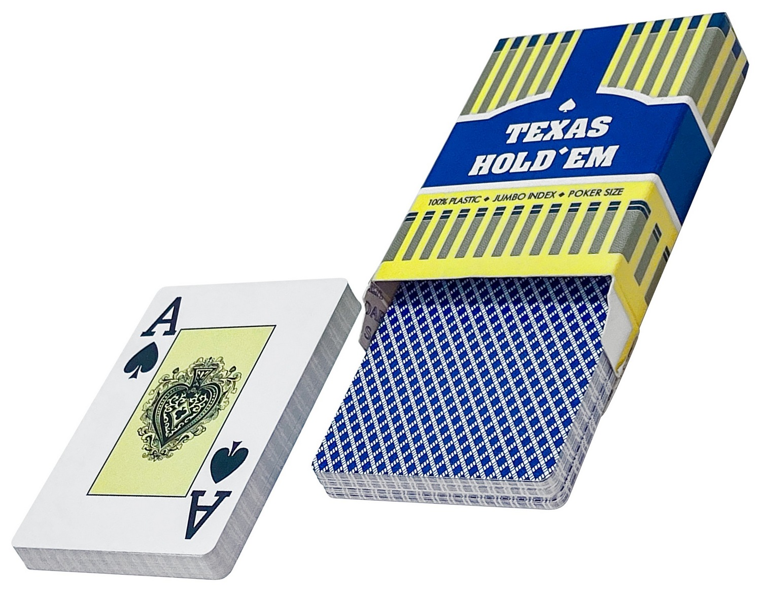 Карты игральные Texas Hold'em, синяя рубашка, пластиковые