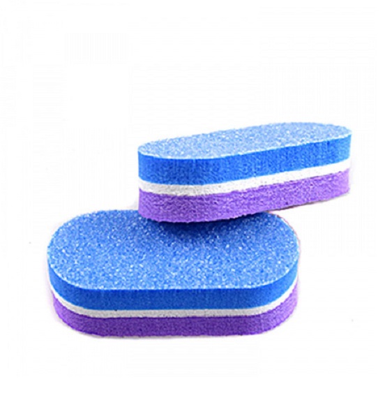 Мини баф с мягкой прослойкой двуцветный фиолетовый синий 100 180 4.7 2 см 40 шт