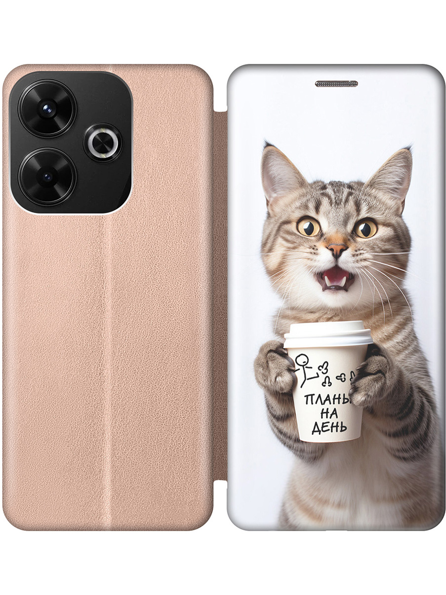 

Чехол-книжка на Xiaomi Redmi 13 / Redmi Note 13R / Poco M6 4g с принтом золотой 809544, Золотистый;белый;коричневый, 783988612