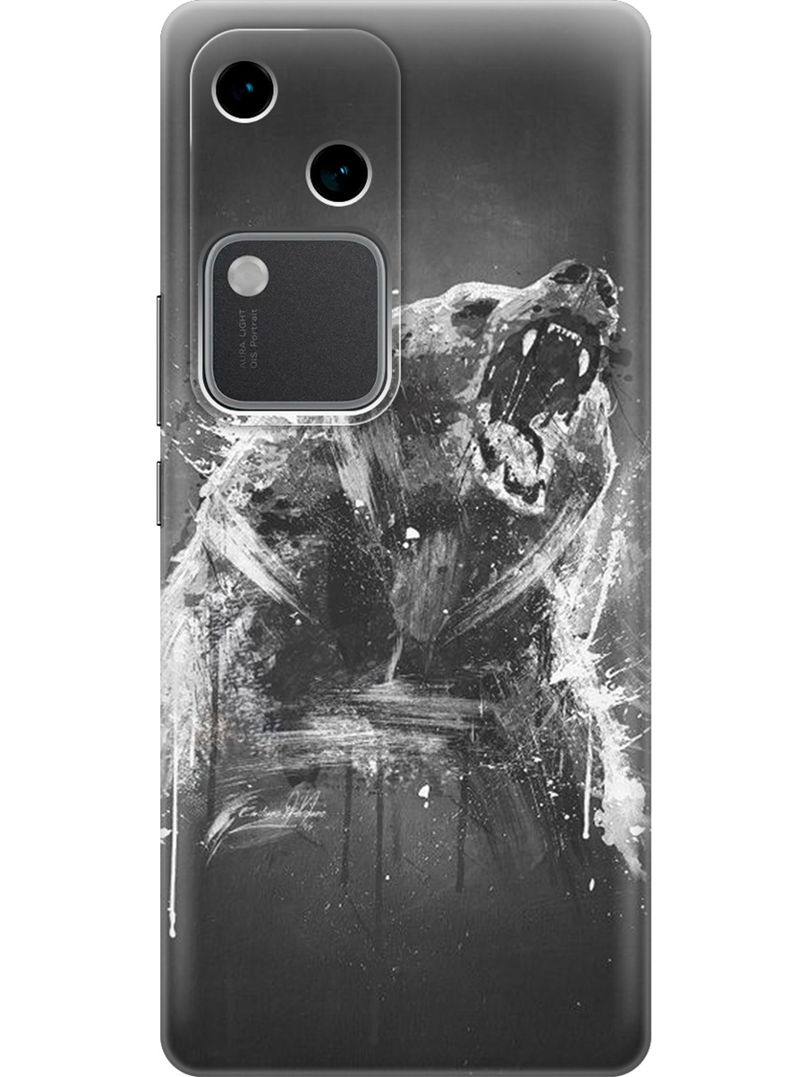

Силиконовый чехол на Vivo v30 / s18 с принтом "Разъяренный медведь", Прозрачный;коричневый;серый;черный, 782621513