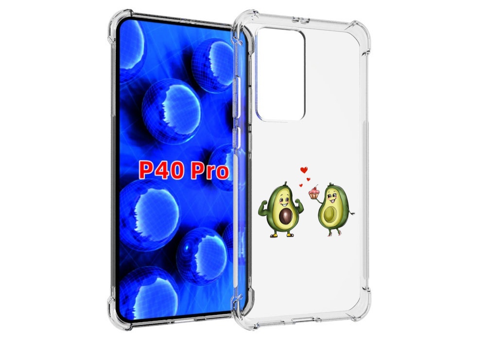 

Чехол MyPads влюбленные-авокадо для Huawei P40 Pro противоударный, Прозрачный, Tocco