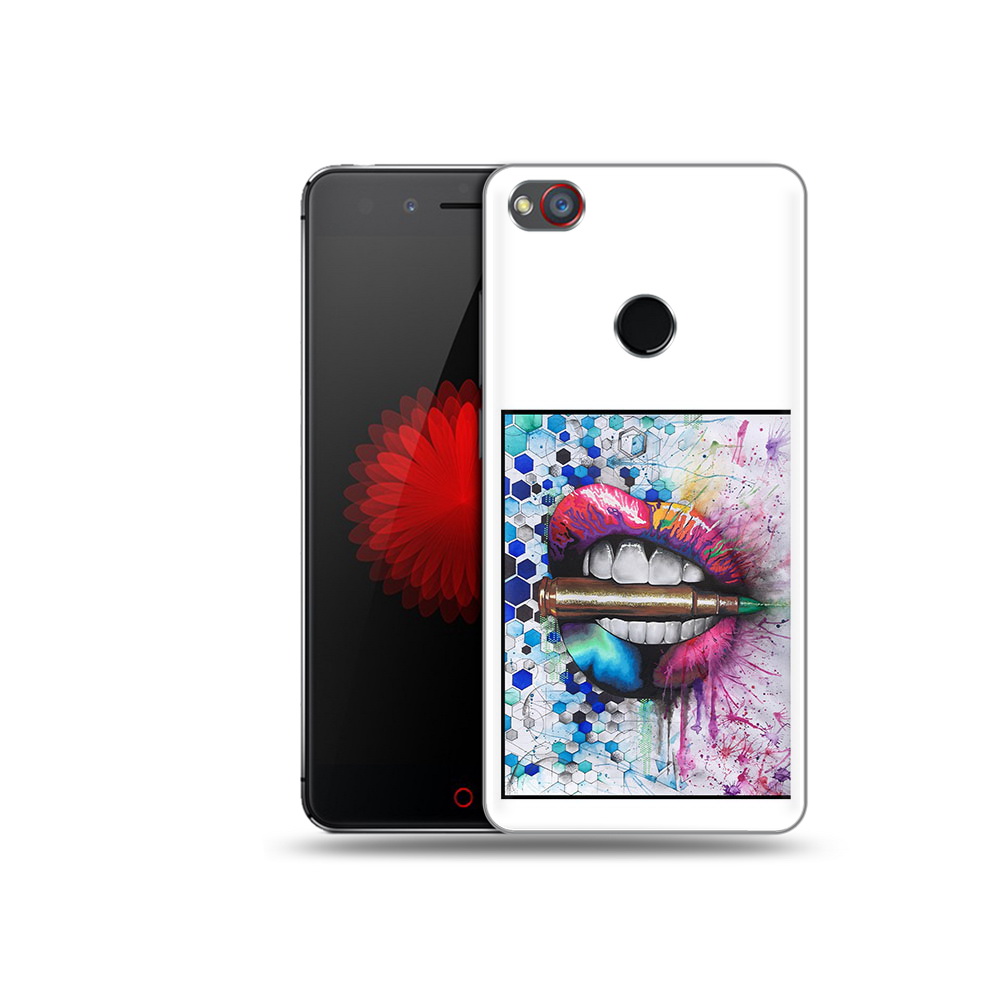 

Чехол MyPads Tocco для ZTE Nubia Z11 разноцветные губы с пулей (PT48017.468.571), Прозрачный, Tocco