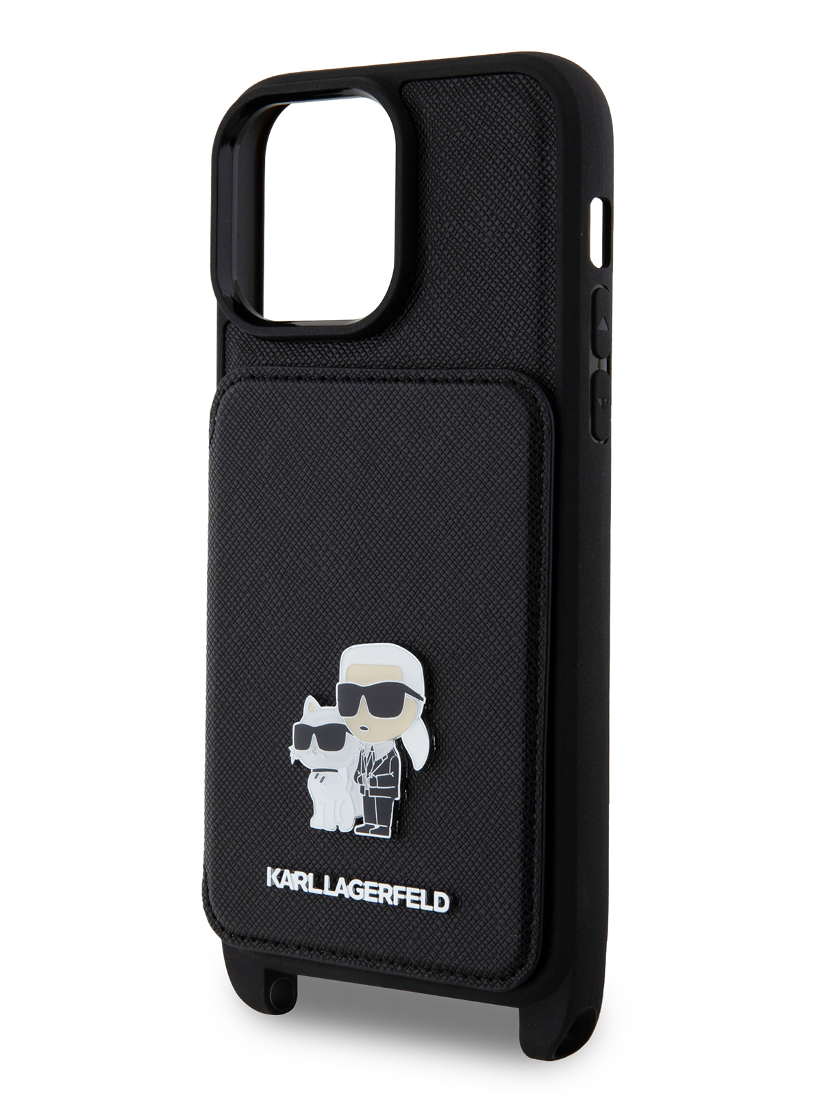 Чехол Karl Lagerfeld для iPhone 14 Pro Max с карманом для карт и ремнем Hard Black