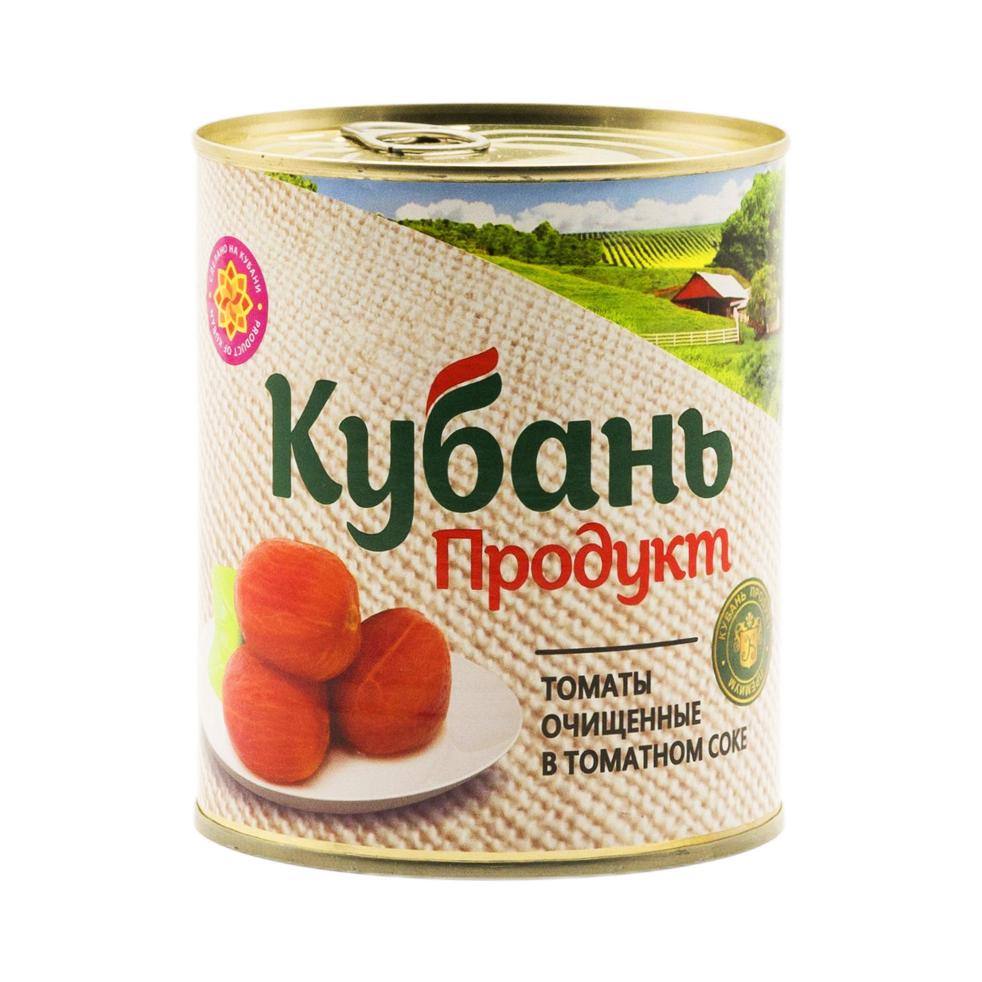 Томаты неочищенные в томатном  соке Кубань продукт, 680 гр