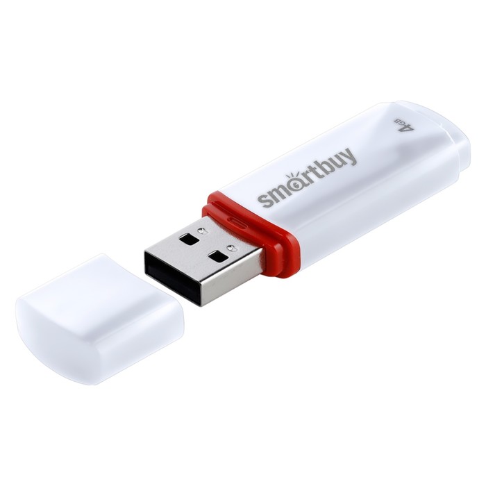 

Флешка Smartbuy 4GBCRW-W, 4 Гб, USB2.0, чт до 25 Мб/с, зап до 15 Мб/с, White