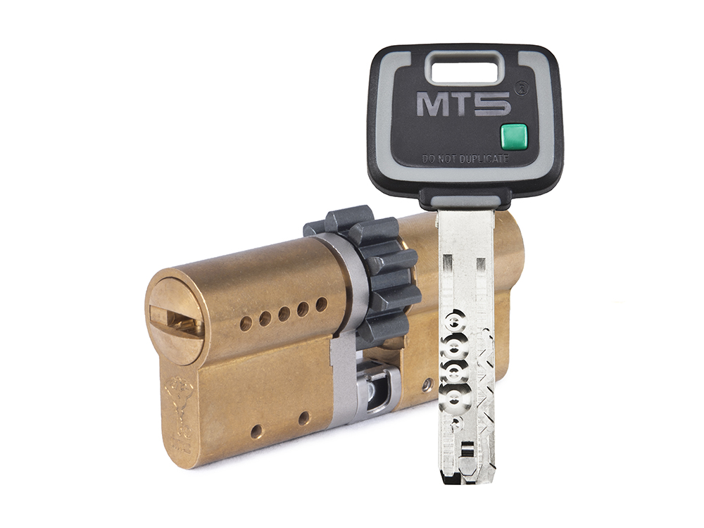 Цилиндр Mul-t-Lock MT5+ ключ-ключ (размер 35х31 мм) - Латунь, Шестеренка (3 ключа)