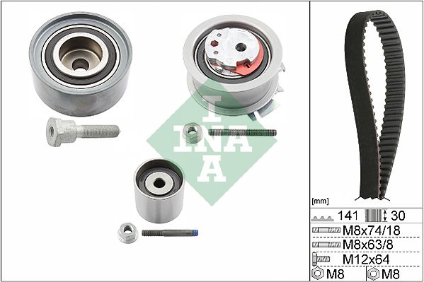 

Комплект Грм Audi/Vw 2.0Tdi 2003 => (Ролик 3Шт+Ремень 141X30)