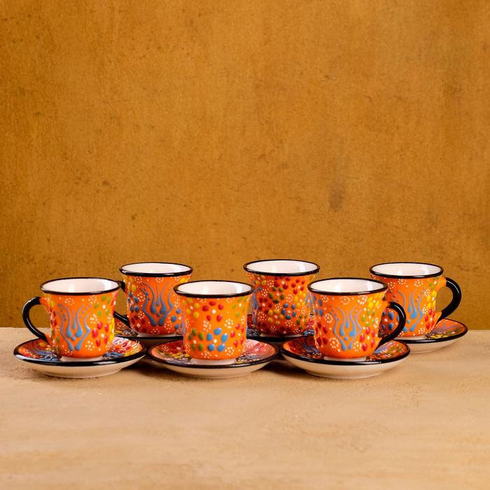 фото Кофейный набор 12 предметов "рельеф оранжевый" 100мл nobrand