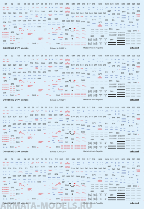 

D48021ED Декаль MiG-21PF Stencils 1/48