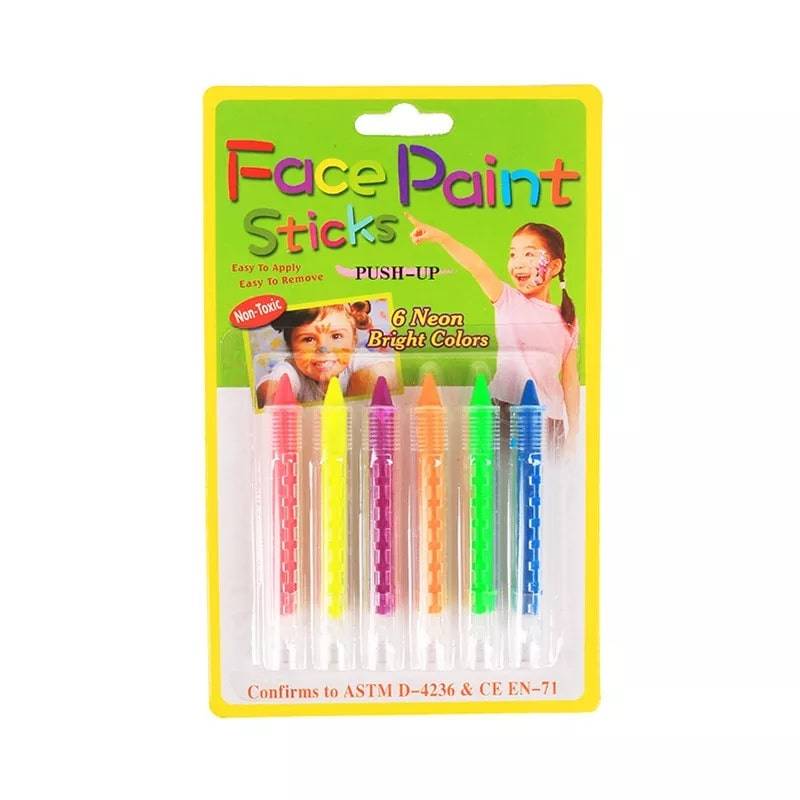 фото Набор карандашей для грима baziator face paint sticks боди-арт неон. цвета 6 шт. c0027b