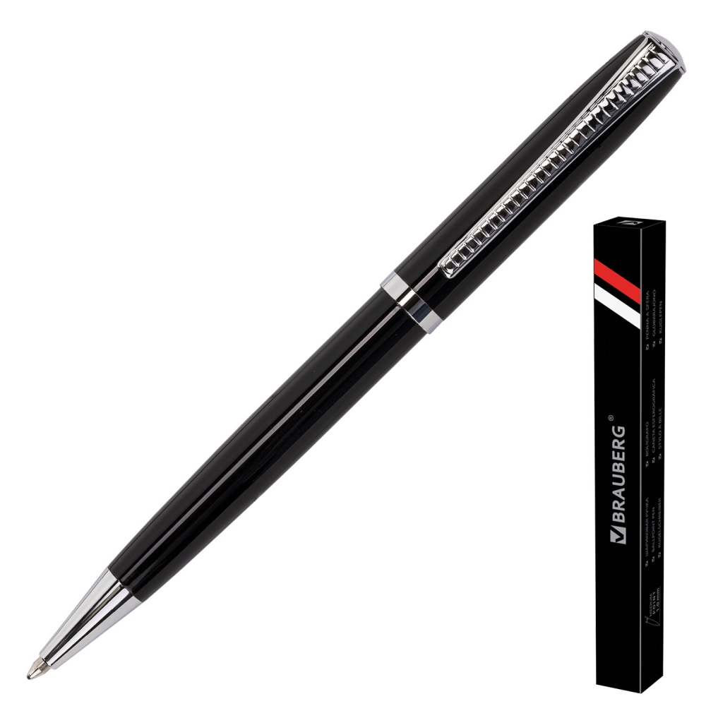 

Ручка подарочная шариковая BRAUBERG Cayman Black синяя 2 шт