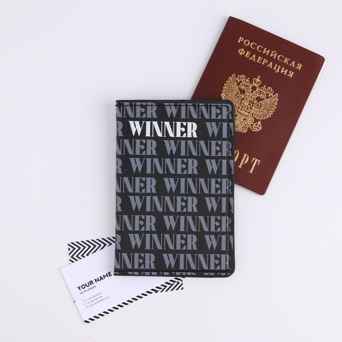 

Обложка для паспорта унисекс NoBrand WINNER, чёрный, Черный, WINNER