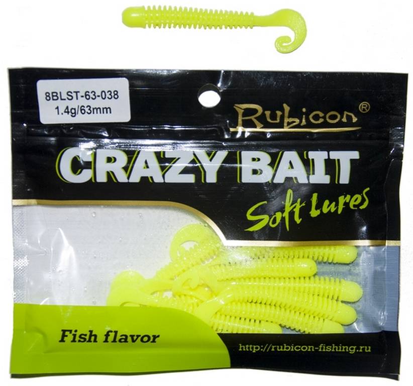 

Силиконовая приманка Rubicon Crazy Bait 63 мм, 038, 10 шт., Зеленый, Crazy Bait