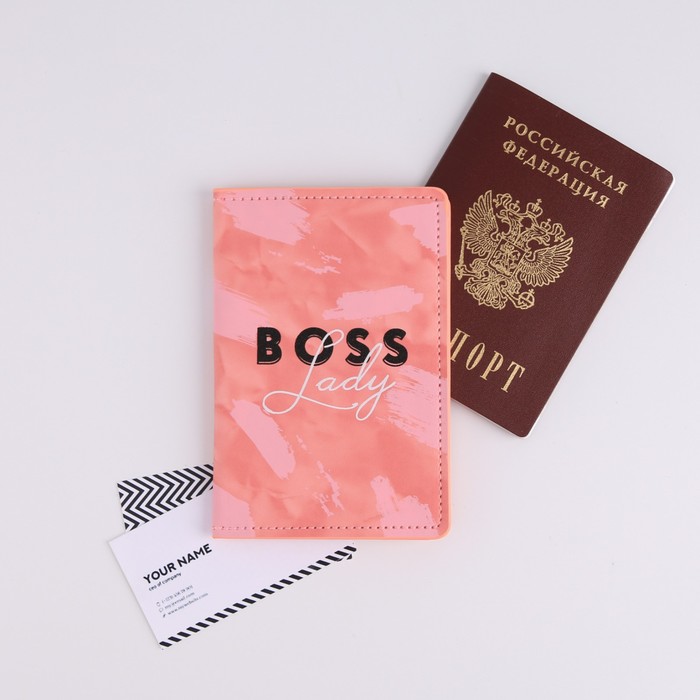 

Обложка для паспорта женская NoBrand GIRL BOSS, розовый, GIRL BOSS