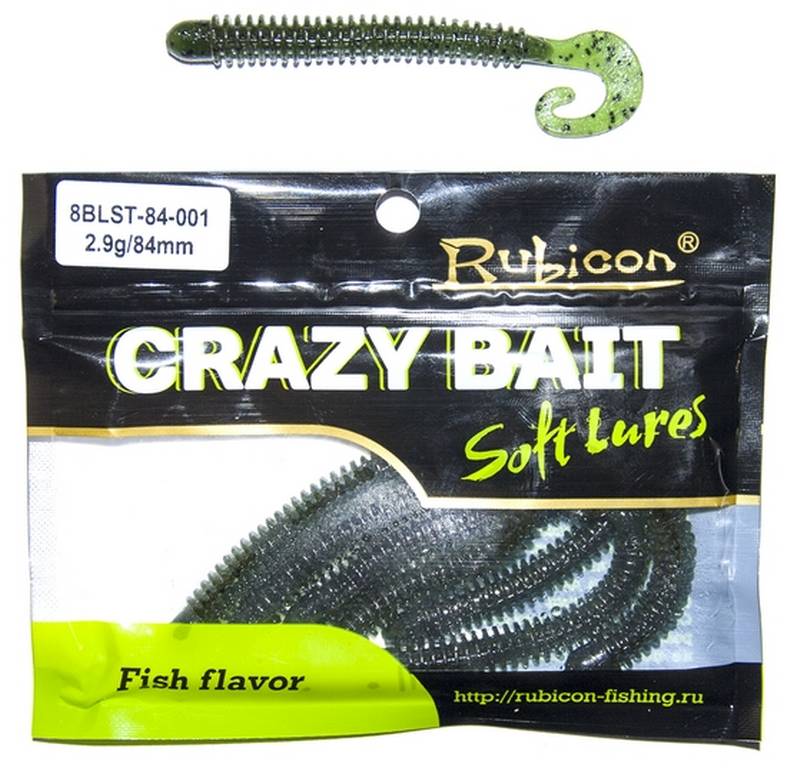 

Силиконовая приманка Rubicon Crazy Bait 84 мм, 001, 10 шт., Зеленый, Crazy Bait