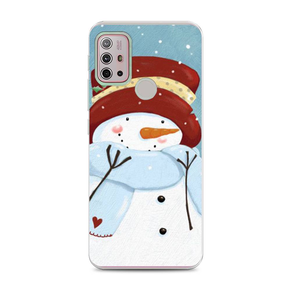 

Чехол на Lenovo K13 Note/Motorola Moto G10/G20/G30 "Застенчивый снеговик", Голубой;белый;красный, 112950-5