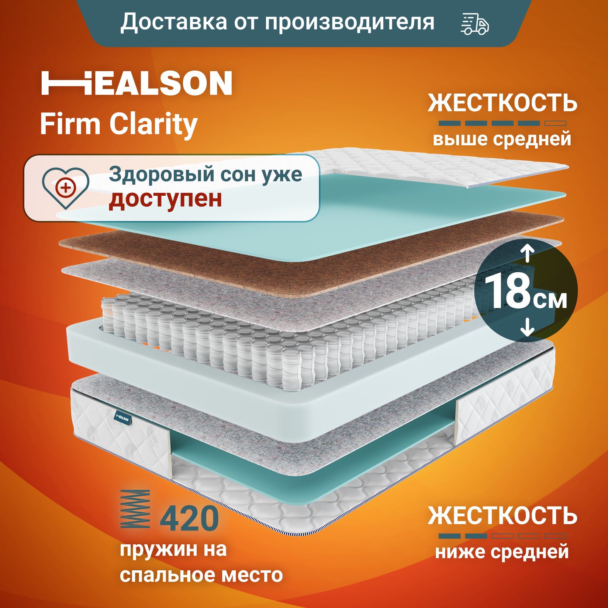 

Матрас анатомический на кровать. Firm clarity 180х200, Firm clarity