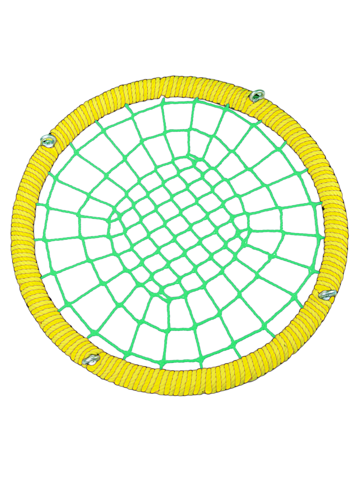 

Качели-гнездо JINN ЦП/РГ/100/102/16/8/Ж-З/КГ 100x100 см желтый, зеленый, 100 круг обод 102 канат 16 и 8 рымгайки ЦП