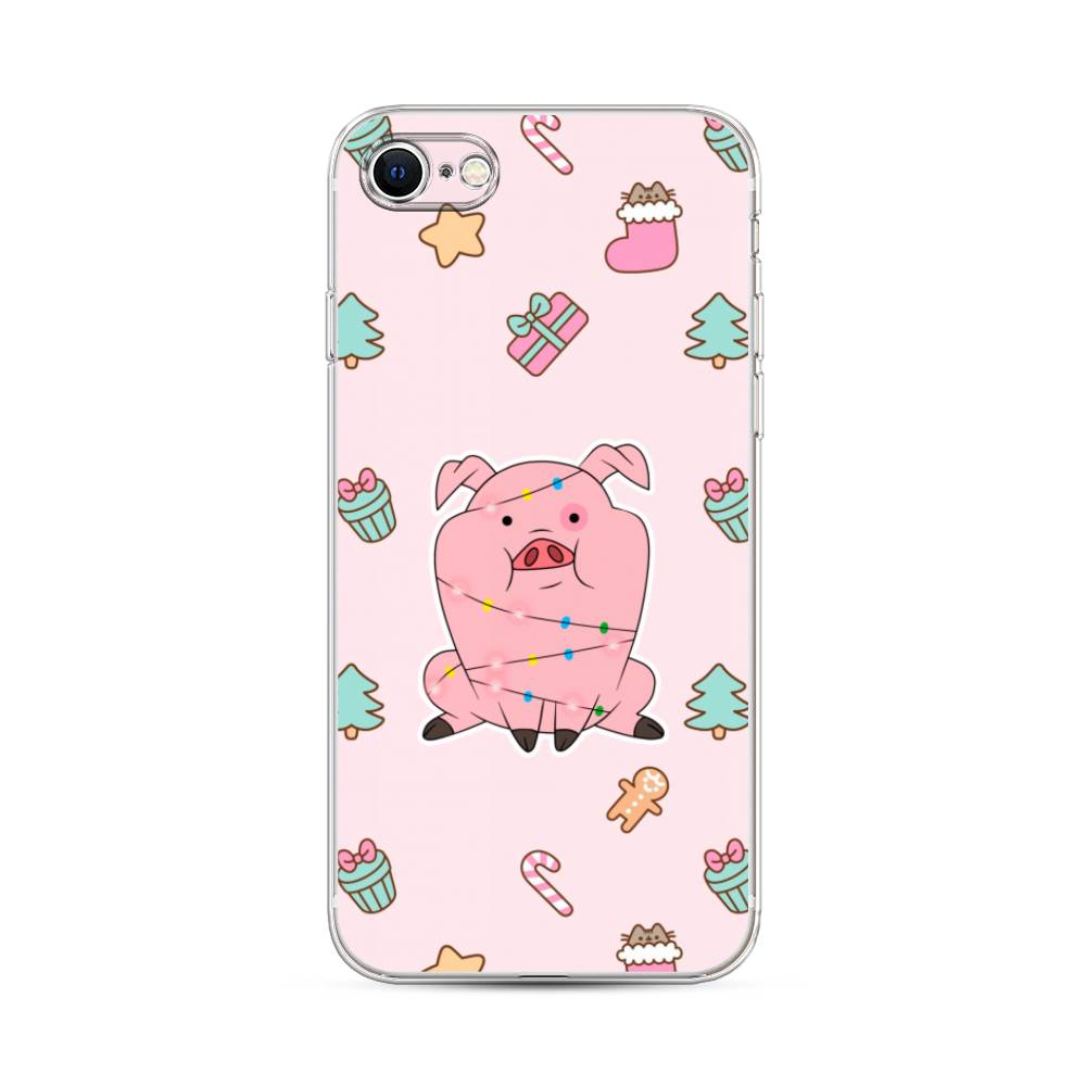 

Чехол на Apple iPhone 7 "Розовая свинка", Розовый;зеленый, 12450-5