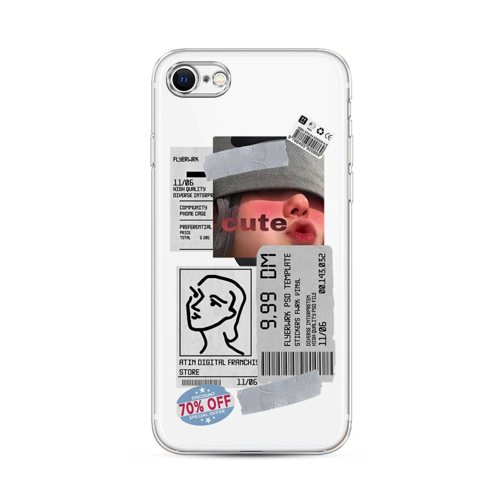 

Чехол на Apple iPhone 7 "Cute girl collage", Розовый;серый;голубой, 12450-6