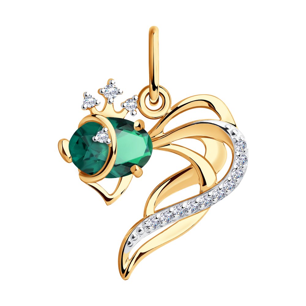 

Подвеска из красного золота SOKOLOV 732104, изумруд/фианит, 732104