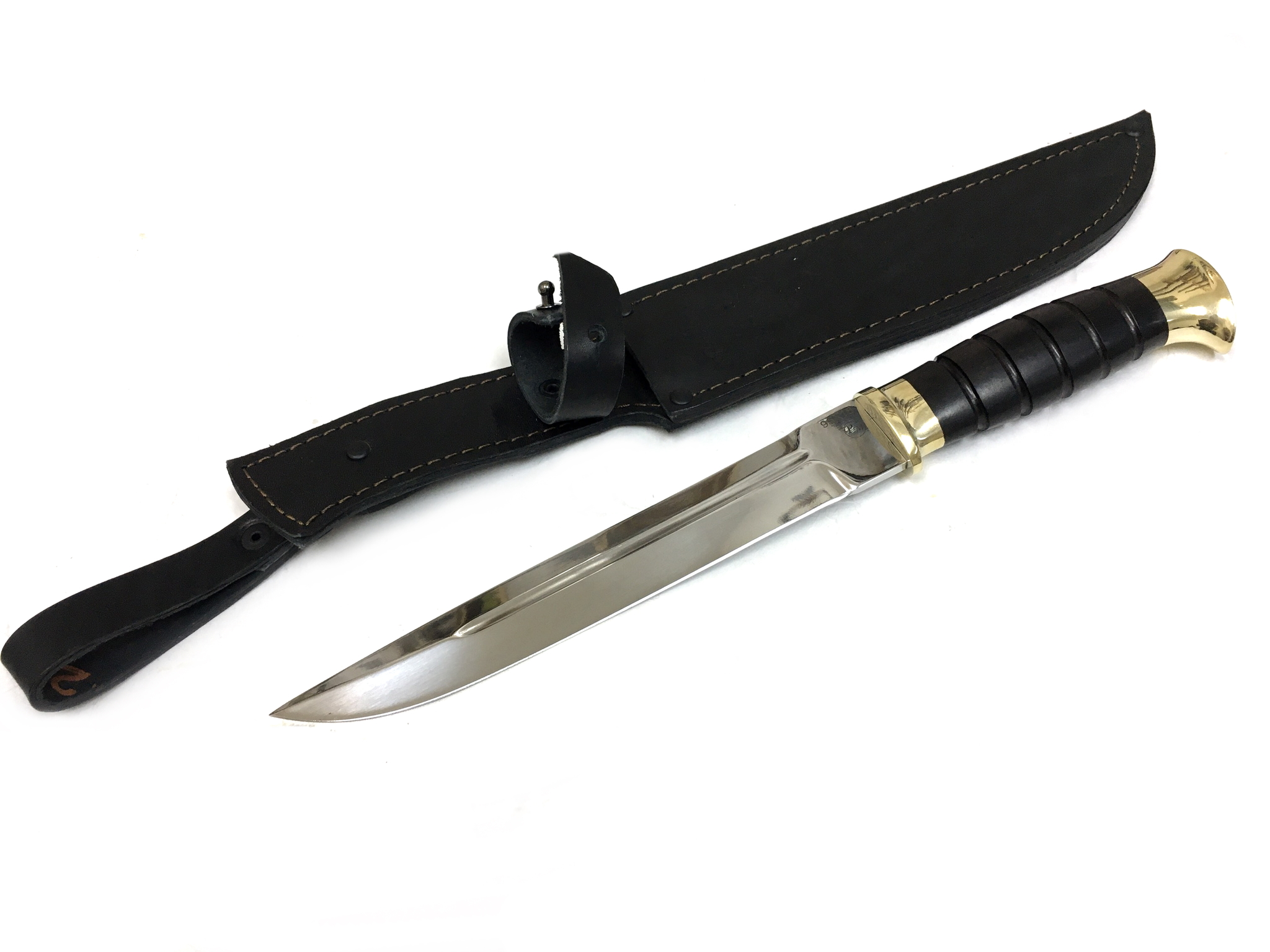 Нож Русский Молот Пластунский, кованая 95Х18, граб, латунь с литьем