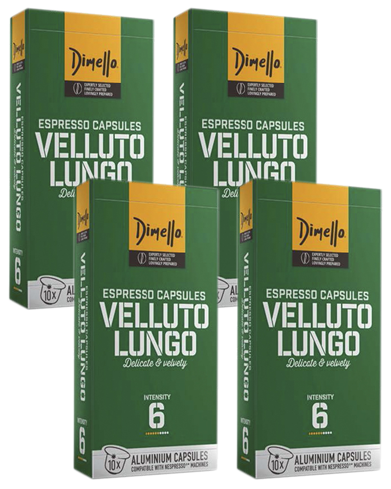 Кофе Dimello в капсулах Velluto Lungo, 4 упаковки по 10 шт