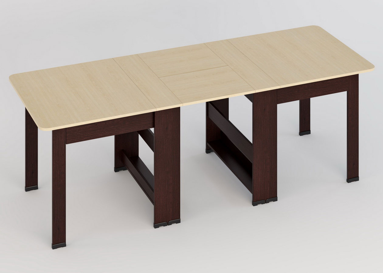 

Стол-книжка 260 см со скругленной столешницей МагМебель Ральф-260/17 венге, дуб молочный, Стол-книжка 260 см со скругленной столешницей Ральф-260/17