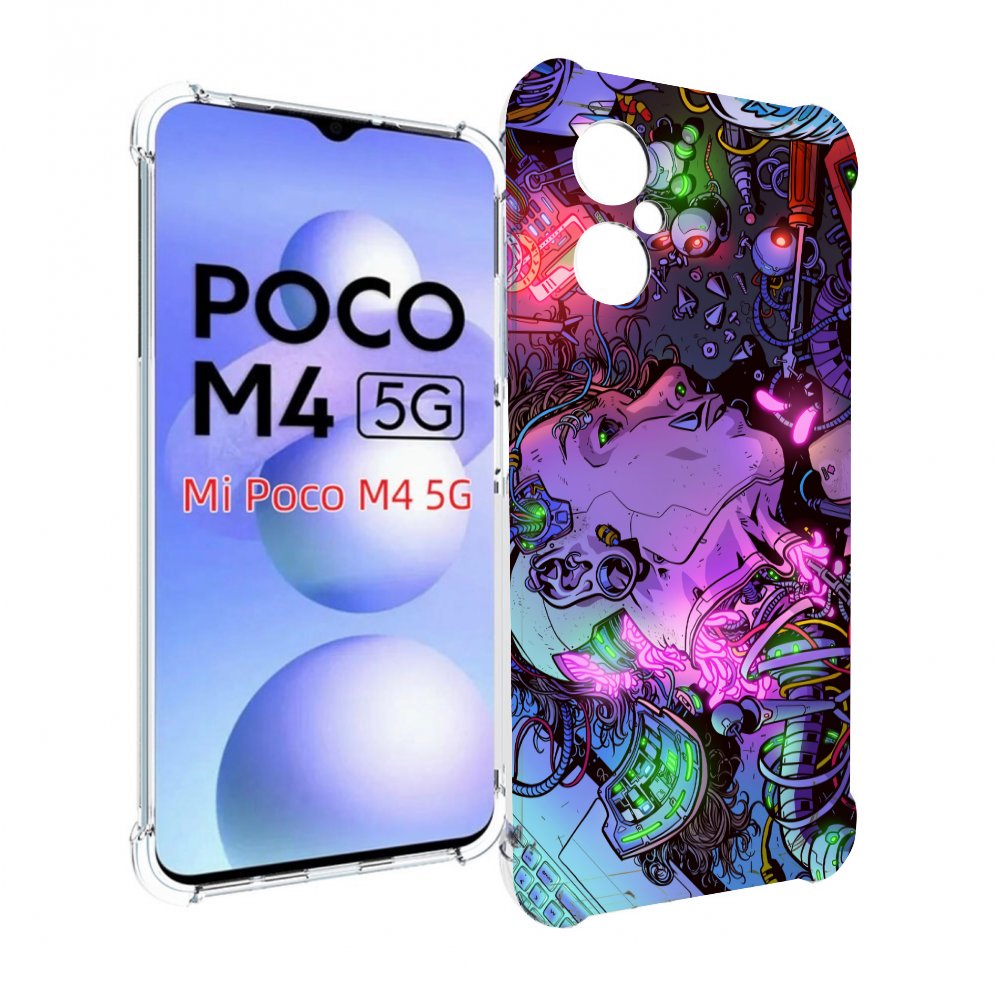 фото Чехол mypads голова робота мультик для xiaomi poco m4 5g