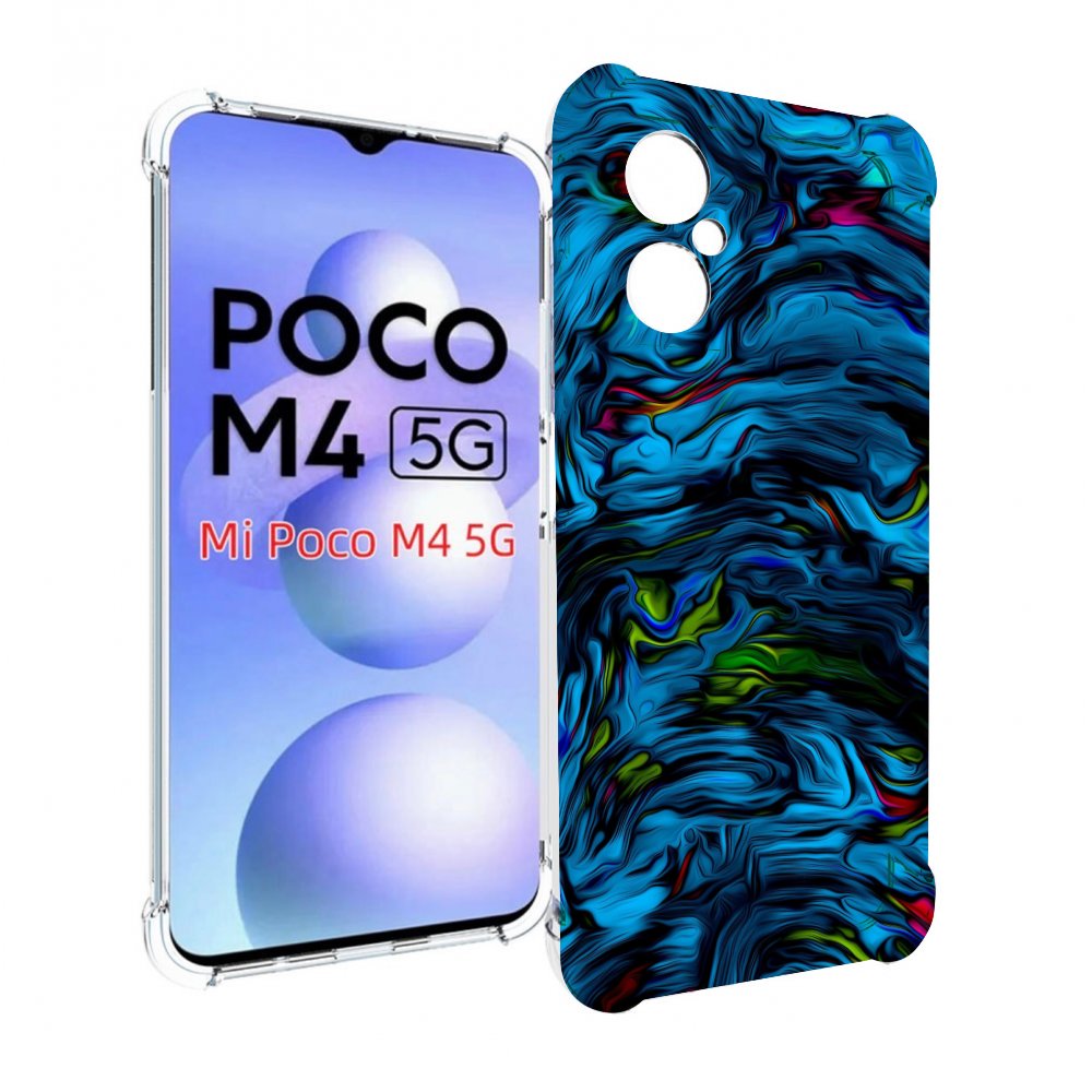 

Чехол MyPads голубая краска в темноте для Xiaomi Poco M4 5G, Прозрачный, Tocco