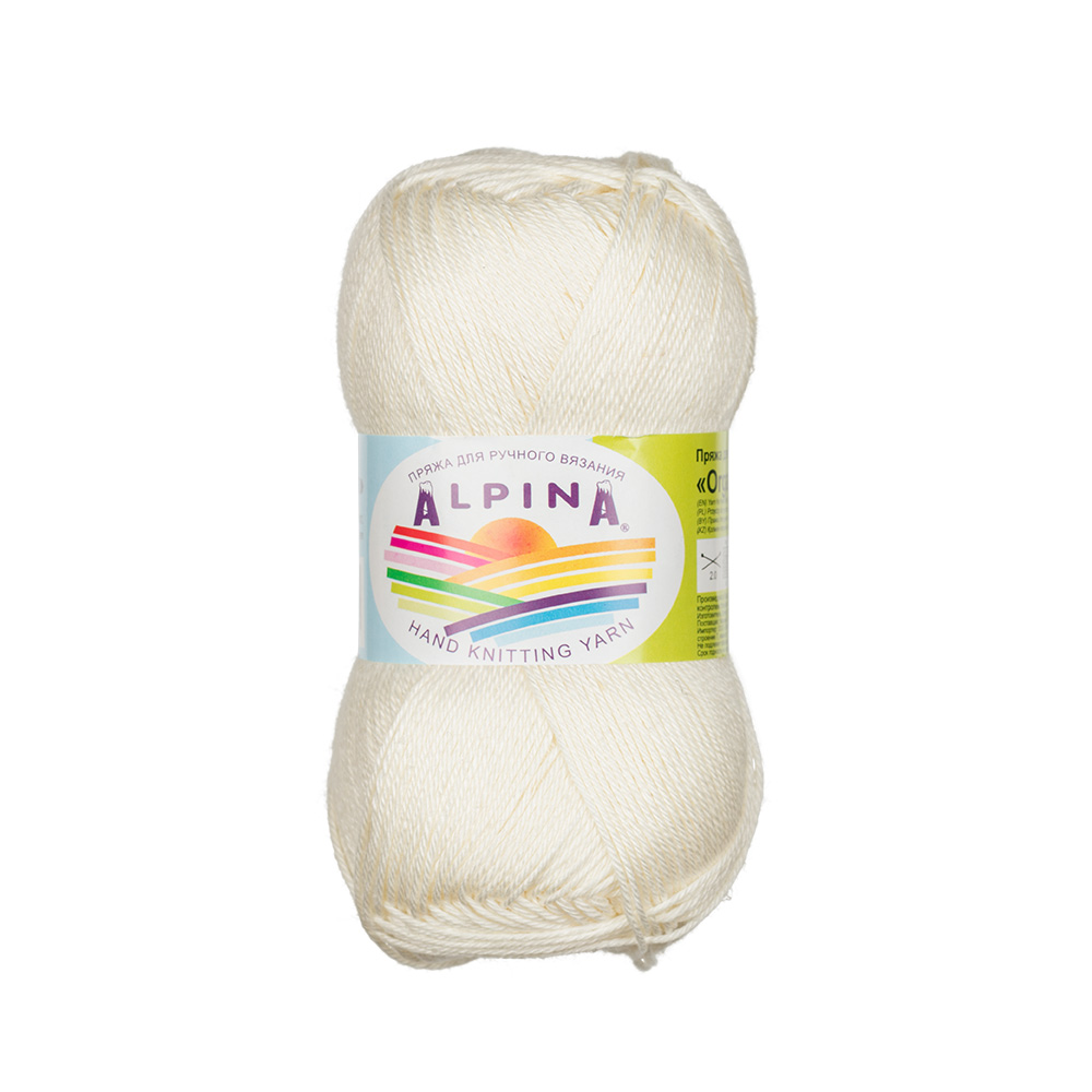 

Пряжа Alpina Organica 80% хлопок, 20% лён 2 шт. х 50 г 170 м №03 бл.желтый, Белый, ORGANICA