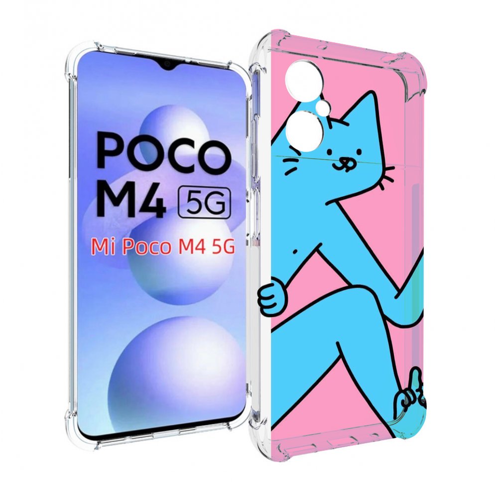 

Чехол MyPads голубой кот в дверце для Xiaomi Poco M4 5G, Прозрачный, Tocco