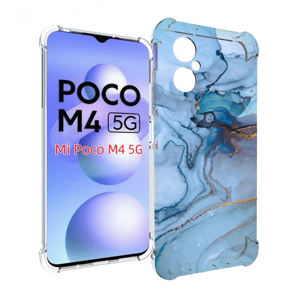 

Чехол MyPads голубой мрамор для Xiaomi Poco M4 5G, Прозрачный, Tocco