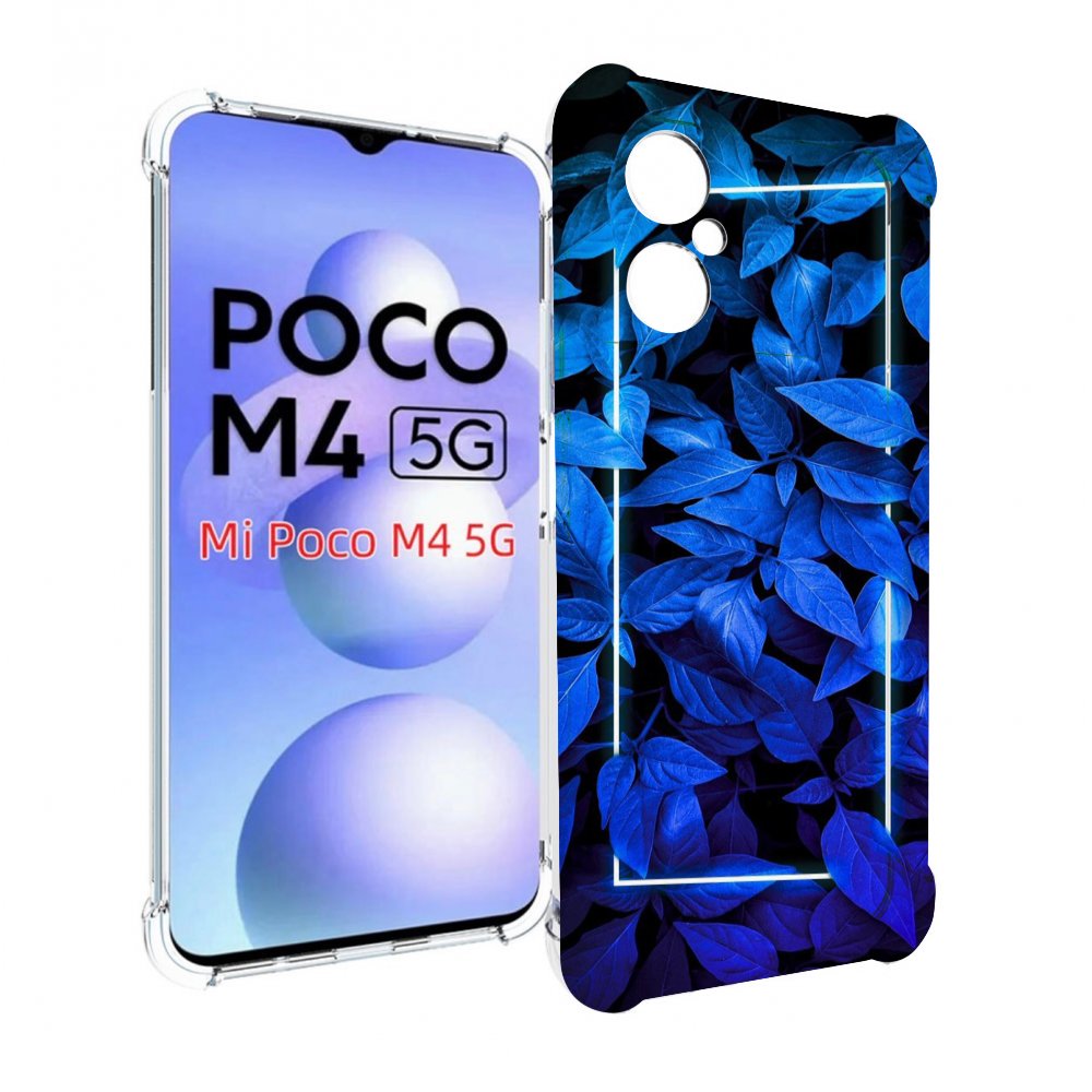 

Чехол MyPads голубые цветочки неон для Xiaomi Poco M4 5G, Прозрачный, Tocco