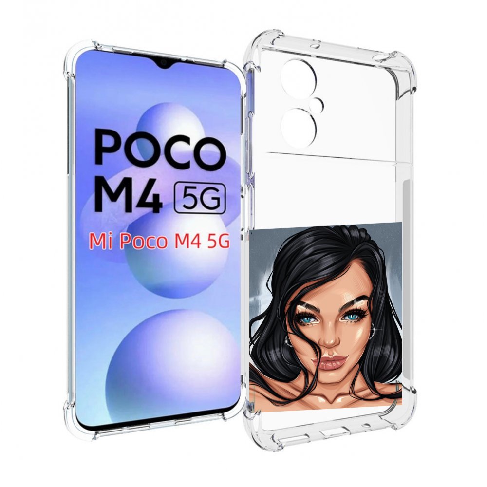 

Чехол MyPads голубые-глаза-у-брюнетки женский для Xiaomi Poco M4 5G, Прозрачный, Tocco