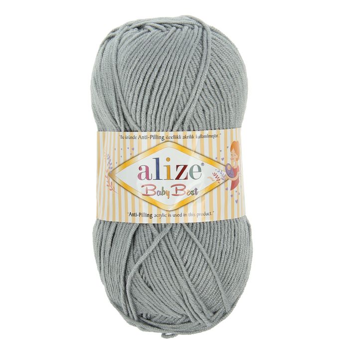 

Пряжа ALIZE Baby Best, 240 мх100 г, 344 серая, Серый