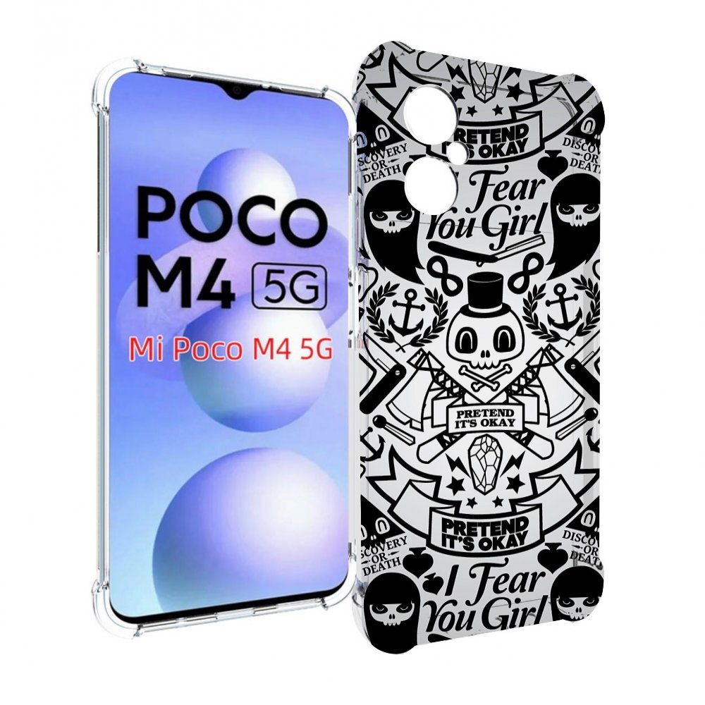 

Чехол MyPads готический-принт для Xiaomi Poco M4 5G, Прозрачный, Tocco