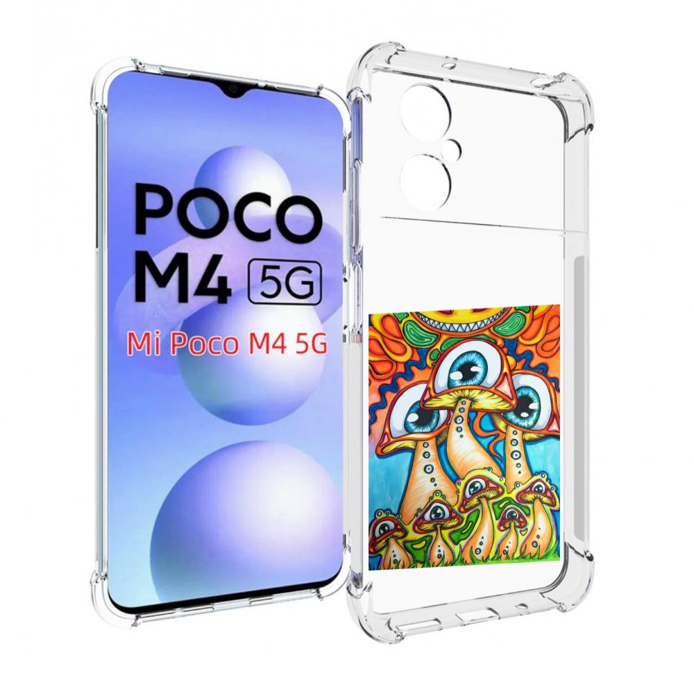 

Чехол MyPads грибы с глазами для Xiaomi Poco M4 5G, Прозрачный, Tocco