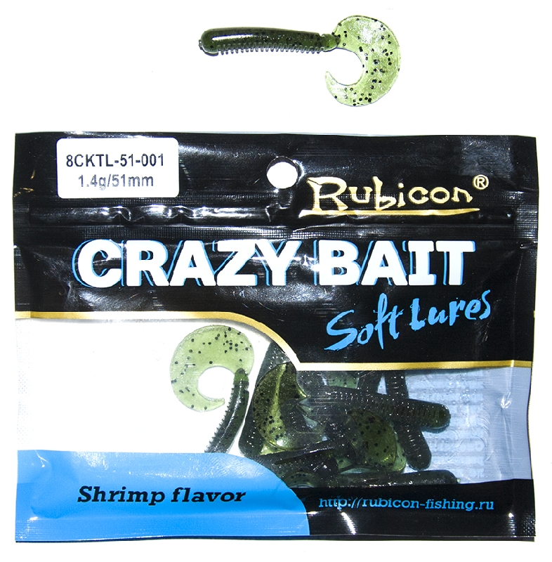 

Силиконовая приманка Rubicon Crazy Bait CKTL 51 мм, 001, 10 шт., Зеленый, Crazy Bait CKTL
