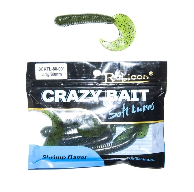 

Силиконовая приманка Rubicon Crazy Bait 80 мм, 001, 10 шт., Зеленый, Crazy Bait
