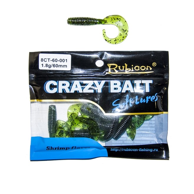 

Силиконовая приманка Rubicon Crazy Bait CT 60 мм, 001, 10 шт., Зеленый, Crazy Bait CT