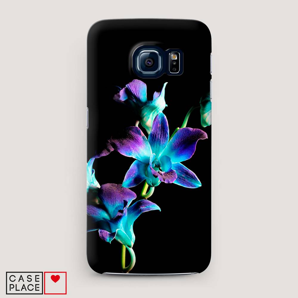 фото Чехол awog "синий цветок на черном" для samsung galaxy s6