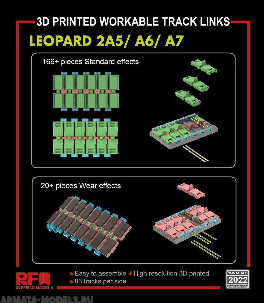 

RM-2022 Workable track links for LEOPARD 2A5/A6/A7 3D