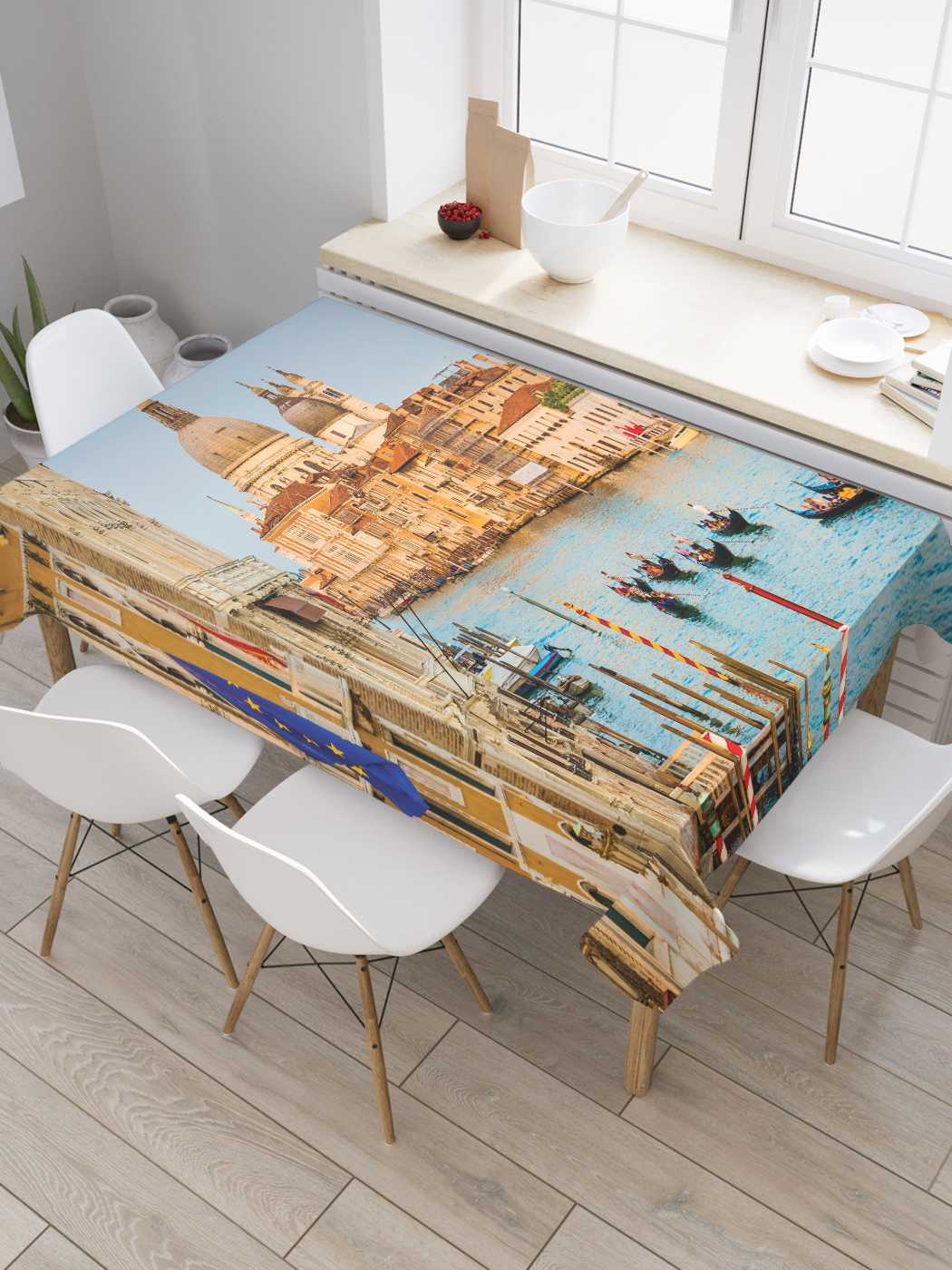 

Скатерть прямоугольная JoyArty "Речное такси" из оксфорда, 180x145 см, Голубой, Речное такси