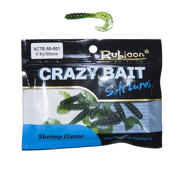 

Силиконовая приманка Rubicon Crazy Bait CTE 50 мм, 001, 12 шт., Зеленый, Crazy Bait CTE