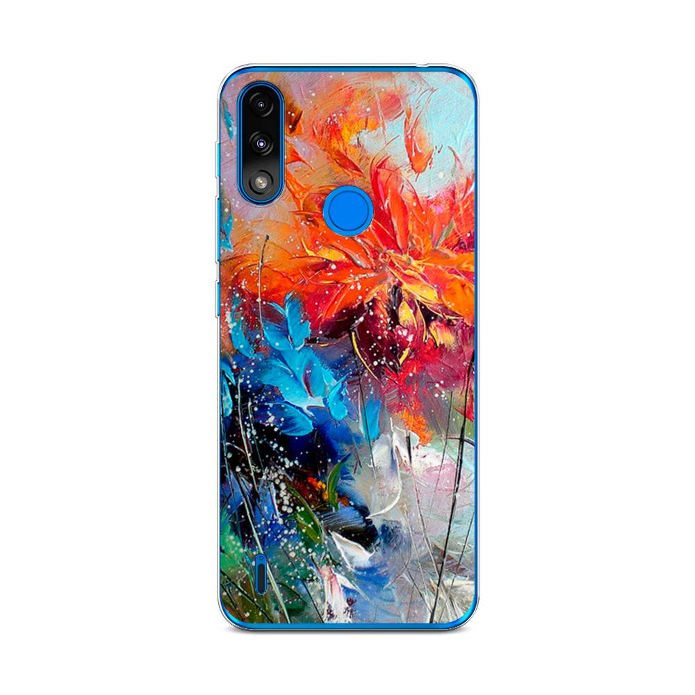 

Чехол на Lenovo K13/Motorola Moto E7 Power "Абстрактные цветы", Оранжевый;синий, 113050-4