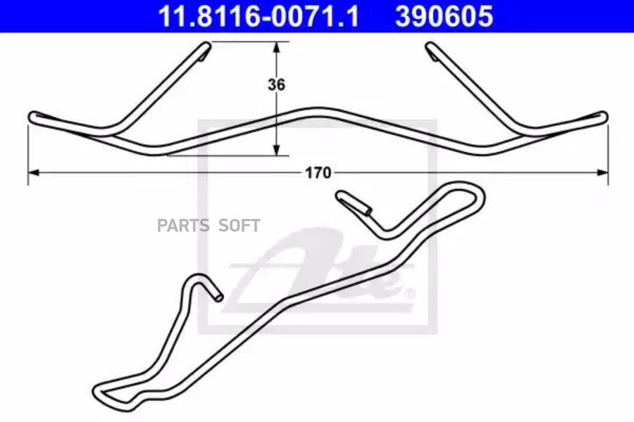 ATE '11811600711 Пружина, торм. суппорт AUDI Q3 (8U) 1.4 TFSI 2013-  1шт