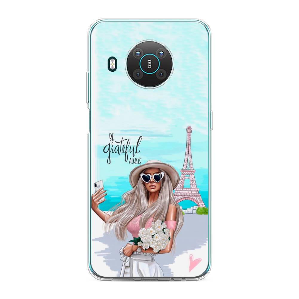 

Чехол на Nokia X20 "Селфи Париж", Голубой;бежевый, 124750-6