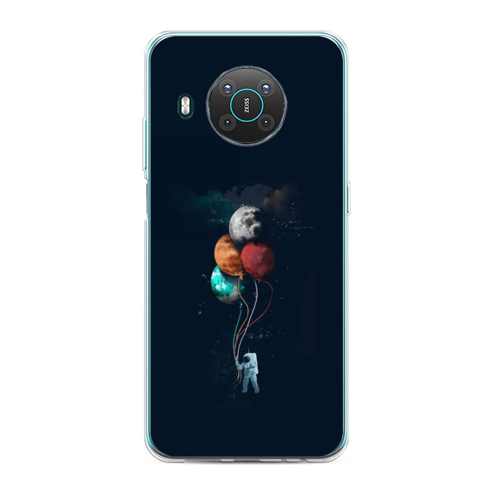 

Чехол на Nokia X20 "Космонавт с шариками", Разноцветный, 124750-4