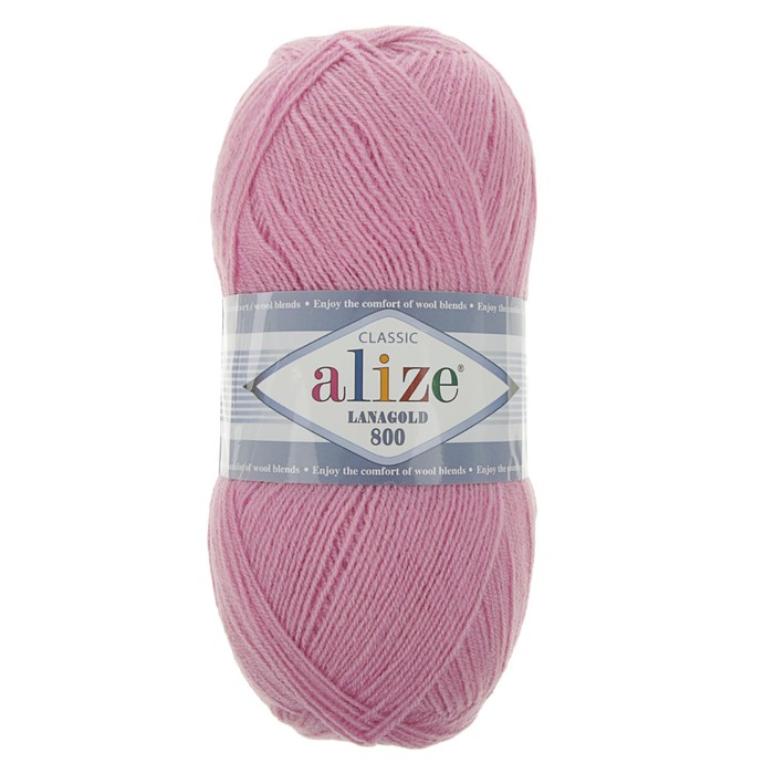 

Пряжа ALIZE Lanagold 800, 49% шерсть, 51% акрил, 800 мх100 г, 98 розовая, Розовый